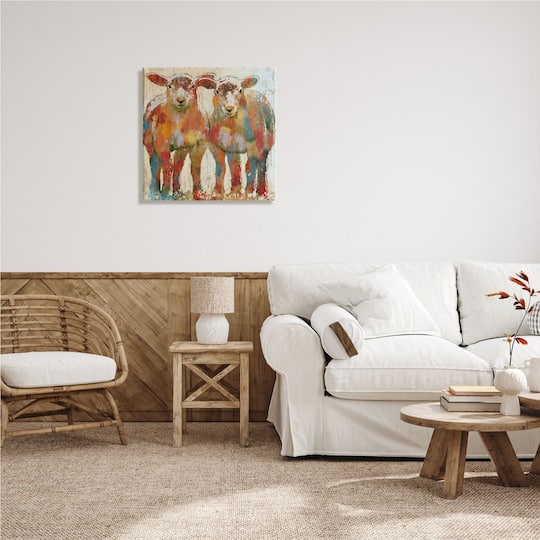 Stupell Industries Abstract Sheep Pair Contemporary Rustic Patchwork Pattern Canvas Wall Art